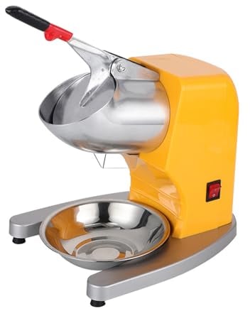 Tritaghiaccio a Doppia Lama,Macchina Tritaghiaccio Elettrico Commerciale,Tritaghiaccio Elettrico Professionale,Anti Volo e Spruzzo Bocca di Ghiaccio Design,Sicuro e Conveniente,Adatto(Color:Giallo)