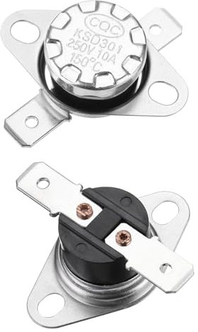 QUARKZMAN Thermostat Ksd301 150°C/302°F 10A Normalement Ouvert N.O Ajuster Interrupteur de Température à Disque Snap 2 Pièces, Matériau Bakélite