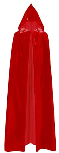 NebulaGlam Halloween Umhang mit Kapuze, Teufel Kostüm Hexenkostüm Vampir Umhang Erwachsene Halloween Kostüm Damen und Herren (Rot)