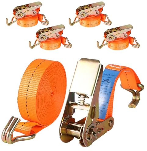Sleeleece 4 Stück Spanngurte mit Ratsche und Haken 2 teilig 1000kg 4m 25mm 1000 daN 1t Ratschengurte TÜV/GS Zertifiziert Zurrgurte wetterfest & robust