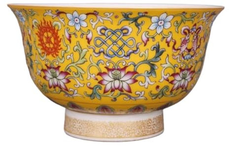 Cuenco, cuencos de porcelana de estilo chino, cuenco de 5 pulgadas con patrón pastel de tierra amarilla, vajilla antigua de porcelana artesanal for el hogar, cuenco antiguo, cuencos for bocadillos