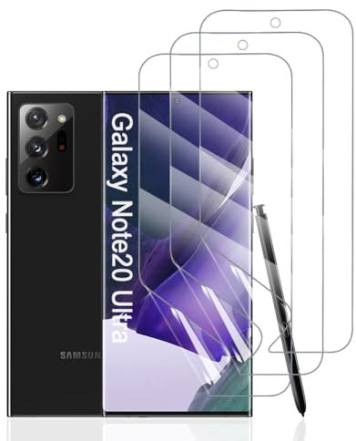 Hhfcryst Protector de Hidrogel Protector para Samsung Galaxy Note 20 Ultra, 3 Piezas TPU Protectores de Pantalla HD Transparente Suave (Vidrio no templado)