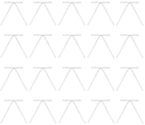 SLXLYH 20 Stück Samtschleifen, Weihnachtsschleifen, handgefertigt, für Feiertagsverpackungen und Dekoration, Twist Tie Bowtie (weiß)