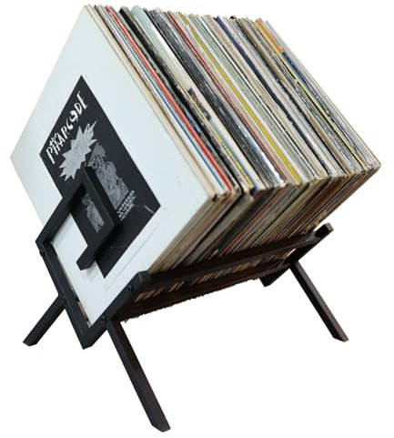 Supporto per dischi in vinile per album e dischi in metallo, da scrivania, facile da montare, organizer per album e LP (stile B)