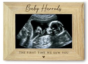 eBuyGB Personalised Baby Scan Photo Frame, The First Time We Saw You, Engraved Baby Name, New Parent Gift, Pregnancy Announcement Picture Frame 4x6