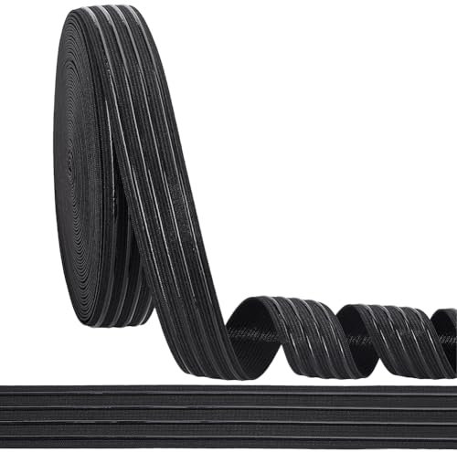 WEBEEDY 14 m Silikon Gripper Elastikband 3cm Breit Schwarzes Rutschfestes Elastikband 4 Streifen Silikon Näh Stretch Elastikband Für Kleidungsstücke DIY Sportkleidungszubehör