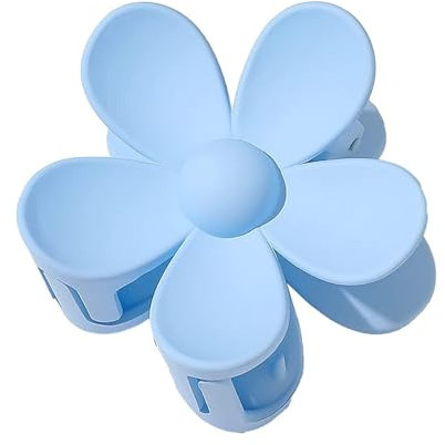Pinza para el pelo de flores con soporte resistente, color azul, para cabello fino y grueso (deporte/diario/fiesta), diseño de flores