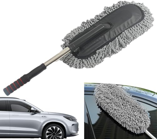 Yaztauho Plumero para Coche Exterior Sin Arañazos - PlumeroExtensible 90 Cm, Plumero para Interior De Coche, Plumerode Mano Versátil, Microfibra Súper Suaves, para Camiones S-UV Cocina RV Y Hogar