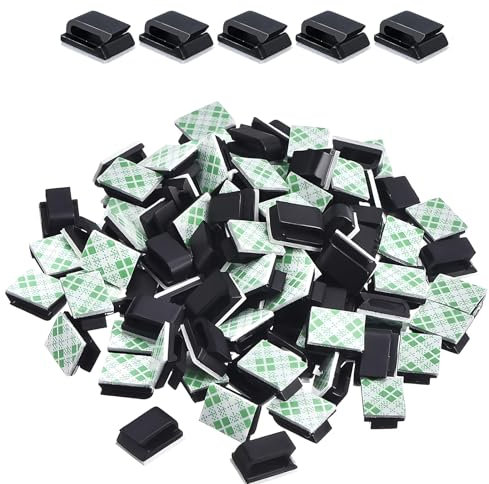 DAJING 50 Pack Self-Adhesive Cable Clips, Black - Ideal for Organizing Wires in Car, Home, and Office