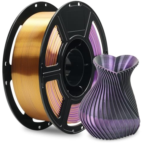 FLASHFORGE Seide Dreifarbiges Filament, Violett Gold Schwarz 3 in 1 Coextrusion 1.75mm, 3D Drucker Filament 1kg(2.2lbs) Spule - Maßgenauigkeit +/- 0.02mm, Seiden-PLA Farbwechsel