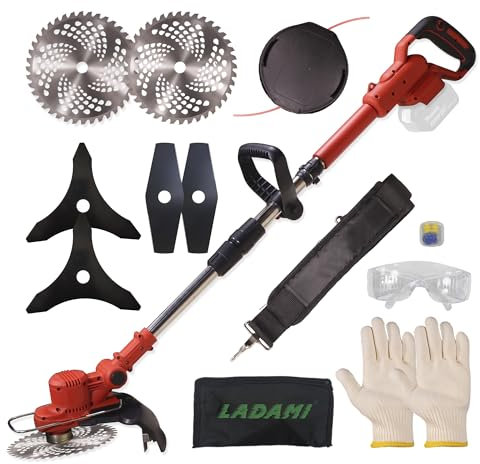 LADAMI Desbrozadora inalámbrica para Makita Akku18V, cortacésped con cabezal de cortacésped, cortador de bordes de césped, desbrozadora telescópica, batería con bajo nivel de ruido, desbrozadora