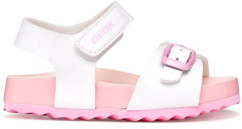 Geox Baby-Mädchen B CHALKI Girl Sandal, White/PINK, 23 EU