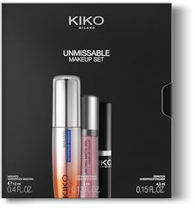 KIKO Milano Unmissable Makeup Set, Kit De Maquillage: Mascara Et Eye-Liner Résistants À L’Eau, Rouge À Lèvres Liquide Mat
