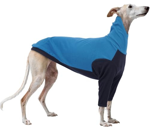 Whippet Mantel, Hundepullover Windhund Hundemantel Windhund Greyhound Sweater Fleece Whippet Kleidung Hundeschlafanzug Hundepulli Hunde Pyjama(Blau, S)