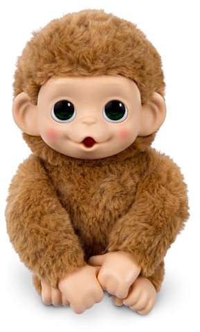 Little Live Pets Baby Monkey Minis – Pepi Peach, Juguete Interactivo con +20 Sonidos y reacciones, Suave Pelaje marrón, 18,8 cm, Realista, Comer, cuidar, Manos y pies de Mono, 3 para coleccionar
