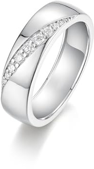 Stfery Weißgold 9K Ringe für Damen, Bandring mit Moissanit Partnerringe Echt Gold Schmuck Au375 Gr.51 (16.2)