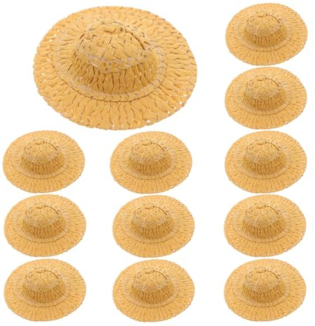 KONTONTY 12 Miniatur Papierhüte für Puppen Handgefertigte Kleine Webhüte im Kleiner Format Feine Verarbeitung als Dekorative Akzente und Schmuck für Puppen