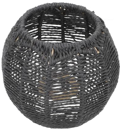 Abat-jour Tissé Rétro Noir en Corde Papier Suspendre