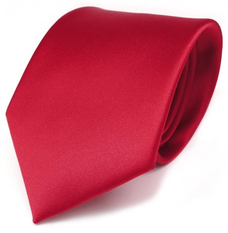 TigerTie Herren Krawatte – Klassische 8 cm Satin-Krawatte in rot verkehrsrot uni einfarbig