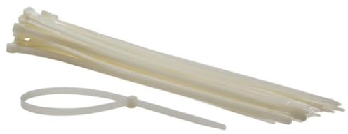Perel Kabelbinder Nylon weiß, 50 Stück, Kabelbinder 500 x 8,8 mm, UV-beständig, selbstverriegelnd, 80 kg Zugkraft, für schwere Anwendungen drinnen und draußen