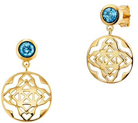 cai Damen Ohrstecker 925/- Sterling Silber 2cm Glänzend Blautopas gelb 1,112ct 132210410