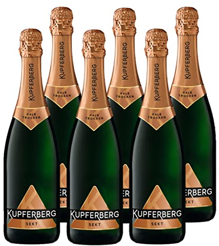 Kupferberg Gold Sekt Halbtrocken (6 x 0,75 l) fruchtig und delikate Sekt-Cuvée mit 11,0% vol., Aromen frischer Birnen und Äpfel, feinperlig, Sekttradition seit 150 Jahren