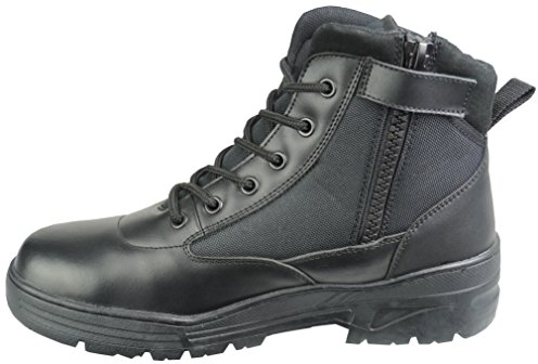 Savage Island Anfibi in Pelle Nera con Cerniera a Medio Altezza Combattimento