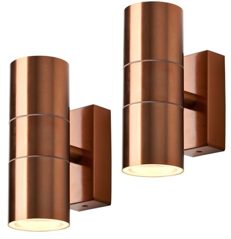 LITECRAFT Kenn Up & Down IP65 Rated Outdoor Wall Light - (Copper, Pack of 2)
