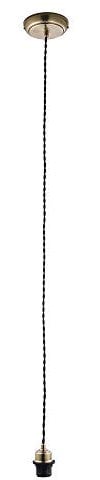 BRIA Twisted Black Pendant Cord Ceiling Light with Antique Brass E27 Edison Fitting