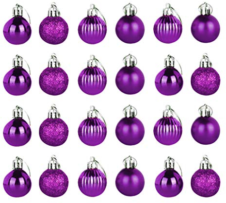 Amosfun stücke 4 cm Weihnachtskugel Ornamente Kunststoff bruchsicher weihnachtsbaumkugeln Urlaub Party Dekoration (lila)