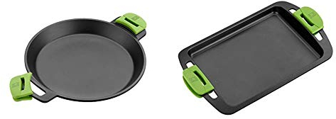 BRA Paellera, Negro, 36 cm + Plancha Asar, Aluminio, Negro, 40 cm