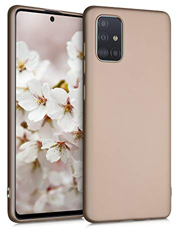 kwmobile Case kompatibel mit Samsung Galaxy A71 Hülle - Schutzhülle aus Silikon metallisch schimmernd - Handyhülle Metallic Gold