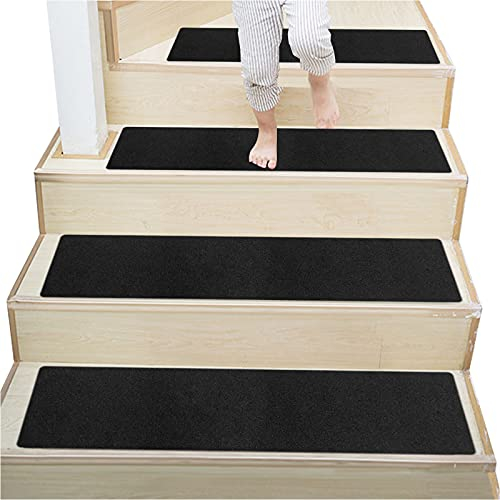 DLD - Tappetino Antiscivolo per Scale da Interni in Legno, Antiscivolo, per Scale, Antiscivolo, 14 Pezzi, Colore: Nero