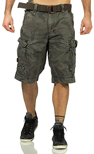 Jet Lag Herren Cargo Shorts Take Off 7, Farbe:Green Camo, Größe:W34