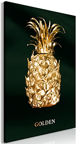 murando - Wandbilder Ananas 60x90 cm 1 tlg - Wand Deko Vlies Leinwand Bilder Groß Wanddeko Wohnzimmer Schlafzimmer Kunstdrucke - Pflanzen Natur tropische Früchte dunkelgrün