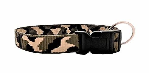 Buddypack-Trendy-Hundehalsband verstellbar (Camouflage, L, 55-70 cm) | Rostfreier Edelstahlring, verstärkte Nähte, ohne Polster, nur für leinenführige Hunde verwenden