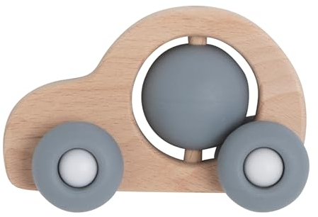 Baby's Only - Baby-Spielzeugauto - Holzspielzeug Baby - Kinderzimmer Deko - Hochwertigem FSC-Holz - Bietet viele Vorteile - Unterhaltsam und lehrreich - Grau - Ab 6 Monaten
