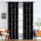 EMEMA Samtvorhänge Vorhang Blickdicht Vorhänge mit Ösen Gardinen Deko Ösenvorhang Dekoschal Dekogardinen für Schlafzimmer Wohnzimmer 2er Set 140 x 175 cm(B x H) Schwarz