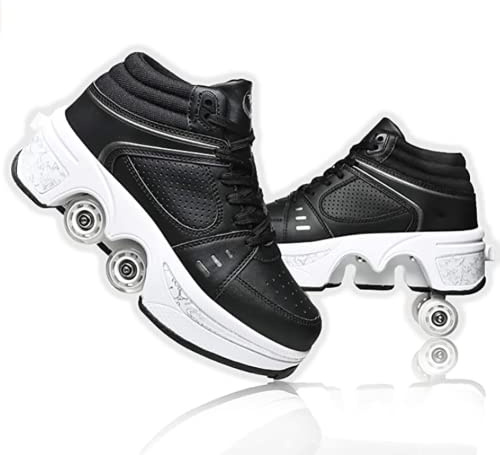 LDRFSE - Pattini con ruote e luci LED, pattini regolabili a 4 ruote con ruote nascoste per scarpe da corsa, per giocare, per uomo, donna e bambini