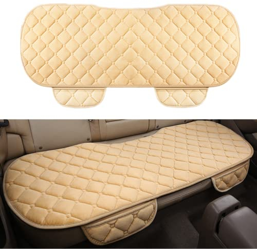 bangminda Auto Sitzauflage Autositzauflage Universal Plüsch Sitzkissen Sitzbezüge Auto für Vordersitze Rücksitz, Auto Fahrzeug Sitzschut (1 Rücksitzbezüge, Beige)