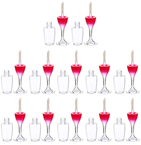 FRCOLOR 8ml Mini Goblet-shaped Lip Gloss Tubes 12pcs Red Plastic Sample Containers for Cosmetics