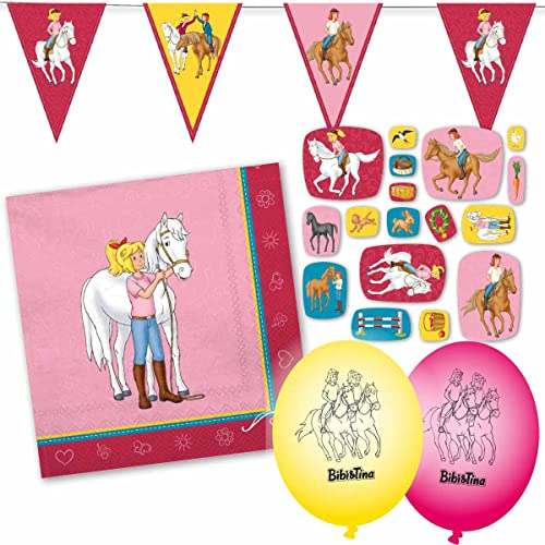 Deko-Set Bibi und Tina Party - Dekoration für Kindergeburtstag Mit Servietten, Wimpelkette, Konfetti und Ballons