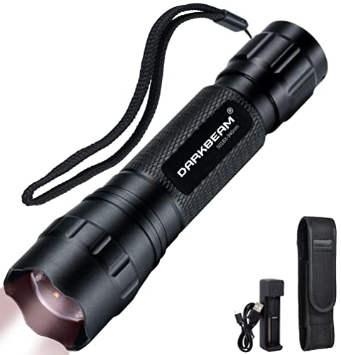 DARKBEAM Linterna de Infrarroja 940nm, IR Iluminación de Trabajo para Dispositivo de Visión Nocturna - Luz Infrarrojos Invisible LED Recargable Largo Alcance Potente con Zoom para Caza, Observación