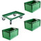 Set 3 Euroboxen + Rollwagen Transportwagen Transportroller Eurobehälter Lagerbox Grün Kistenroller Behälter Lagerkiste Stapelbox Lagerkasten Box Euronormbox Eurokiste Grün