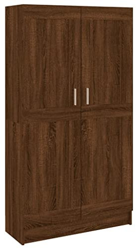 vidaXL Bücherschrank, Bücherregal mit 4 geräumigen Fächern, Büroschrank für Schlafzimmer Wohnzimmer Büro, Aktenschrank Schrank, Braun Eichen-Optik Holzwerkstoff