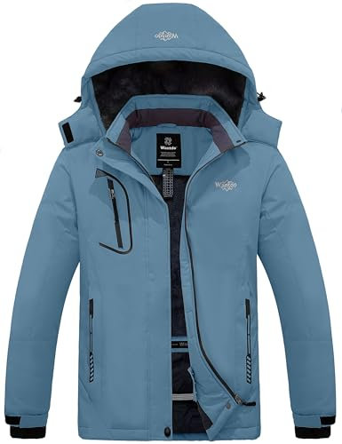 Wantdo Femme Manteau d'hiver Snowboard Outdoor Parka Randonnée Grande Taille Veste de Pluie Imperméable Blouson de Ski Décontracté Coupe-Vent Orchidée noisette L