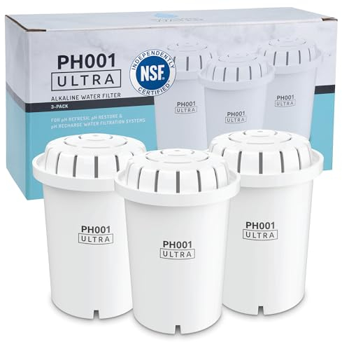 INVIGORATED WATER Filtre à eau certifié NSF, filtre à eau alcaline – Filtres à eau de rechange pour pichets – Cartouche de filtre à eau pH – Pour pichet de filtre à eau alcaline, capacité de 1000