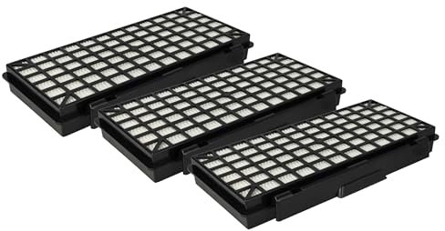 vhbw 3X Staubsaugerfilter kompatibel mit Siemens Q5.0, Q8.0 Silence Power, IQ700, Q5 Extreme Silence Power, Q8 Staubsauger - HEPA-Filter Schwarz Weiß