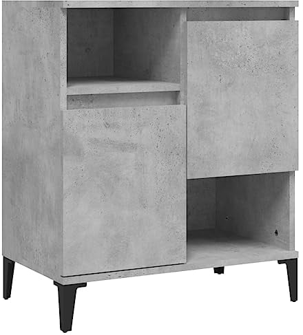 vidaXL Buffet, Armoire Latérale avec 4 Compartiments, Meuble de Rangement, Organisateur de Salle de Séjour, Industriel, Gris Béton Bois d'Ingénierie