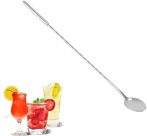 LIZEALUCKY 12 Inches Bar Stainless Steel Mixing Spoon Cocktail Mixing Glass Bar Spoon Long Handle Drink Pitcher Cocktail Stirrer for Mixing Glass or Shake